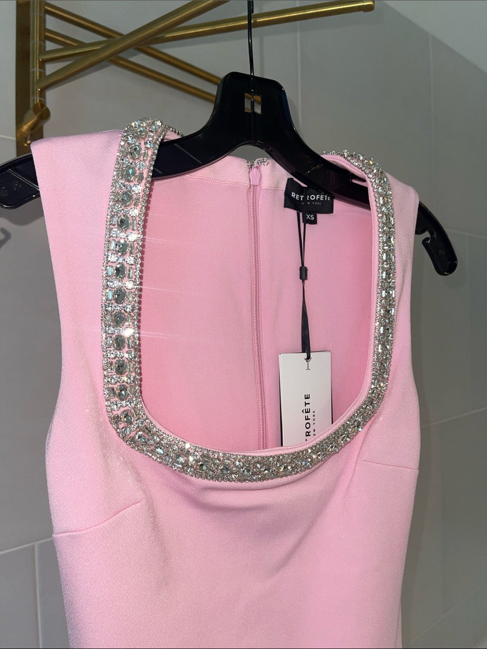 đź’ŤNWT Retrofete Bexley Pink Embellished Mini Dress XS/Sold Outđź’Ť - Picture 4 of 14